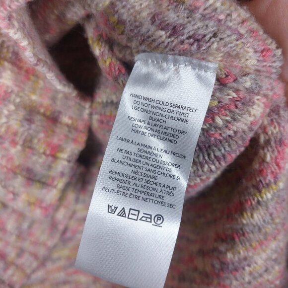 Pilcro Sweater Women's Medium Pink Speckle Knit Deep V-Neck Side Slits Oversized - Picture 6 of 12